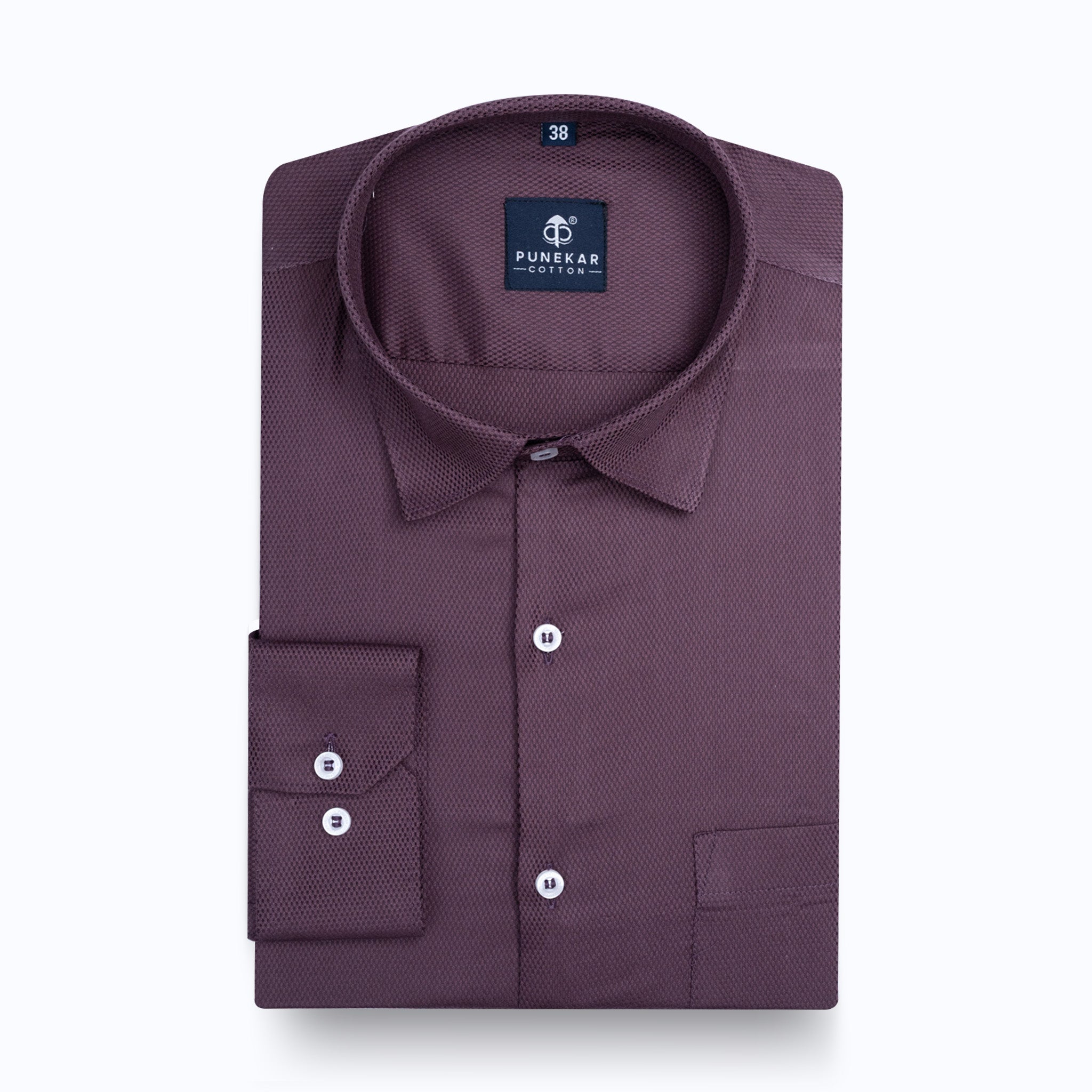 Plum Softweave Cotton Tencel Textured Shirt For Men
