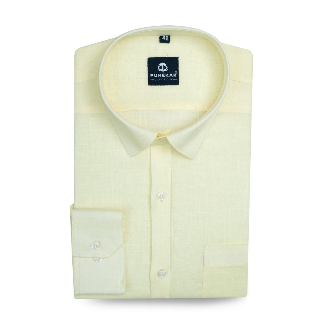 Butter Yellow Color 80s Lino Lyocell Shirt For Men - Punekar Cotton