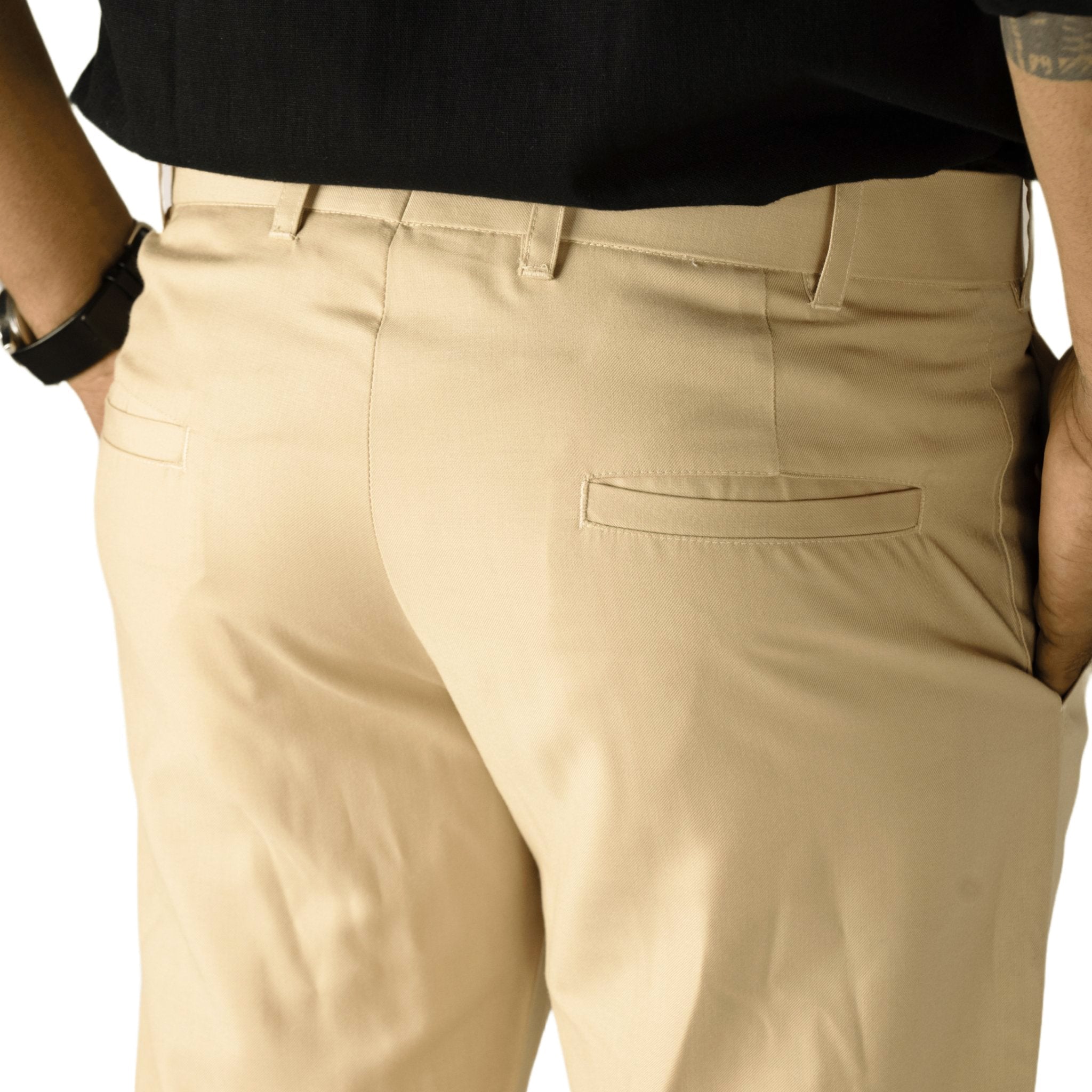 Cream Color blend cotton pant for men - Punekar Cotton