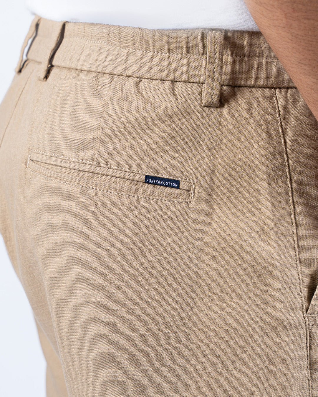 Dark Beige Everyday Cotton Linen Straight-Fit Pants for Men - Punekar Cotton