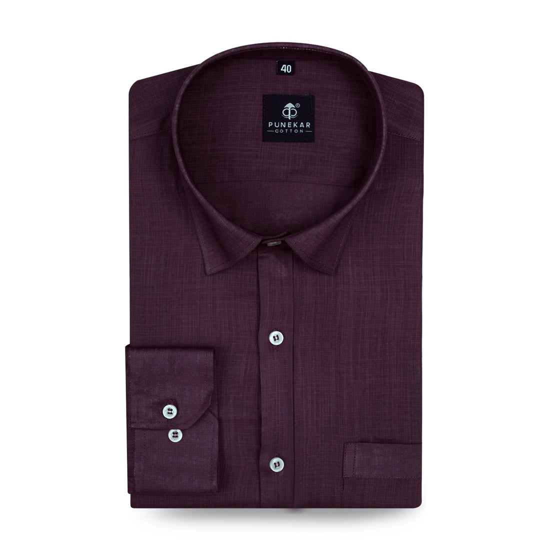 Dark Wine Color 80s Lino Lyocell Shirt For Men - Punekar Cotton