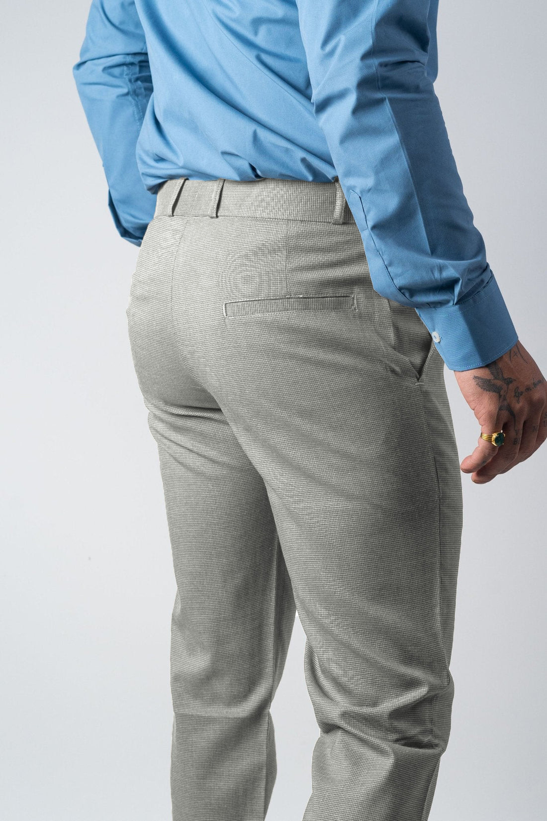 Light Grey Color Wicking Texture Blend Cotton Pant for Men