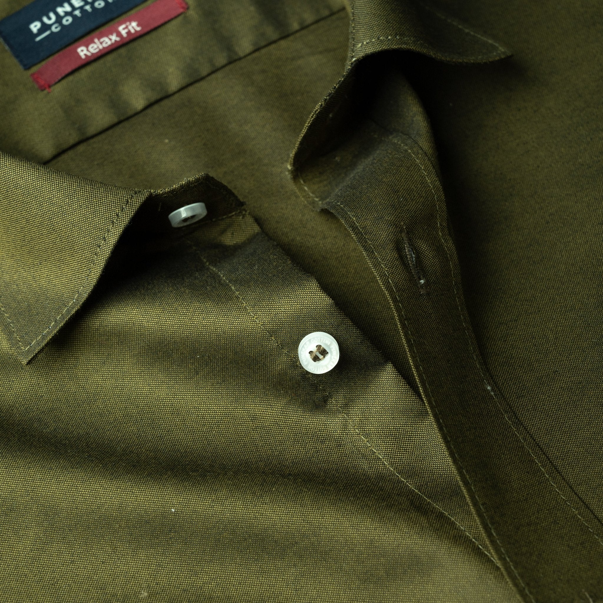 Mehndi Colour Signature Classic Oxford Shirt For Men - Punekar Cotton