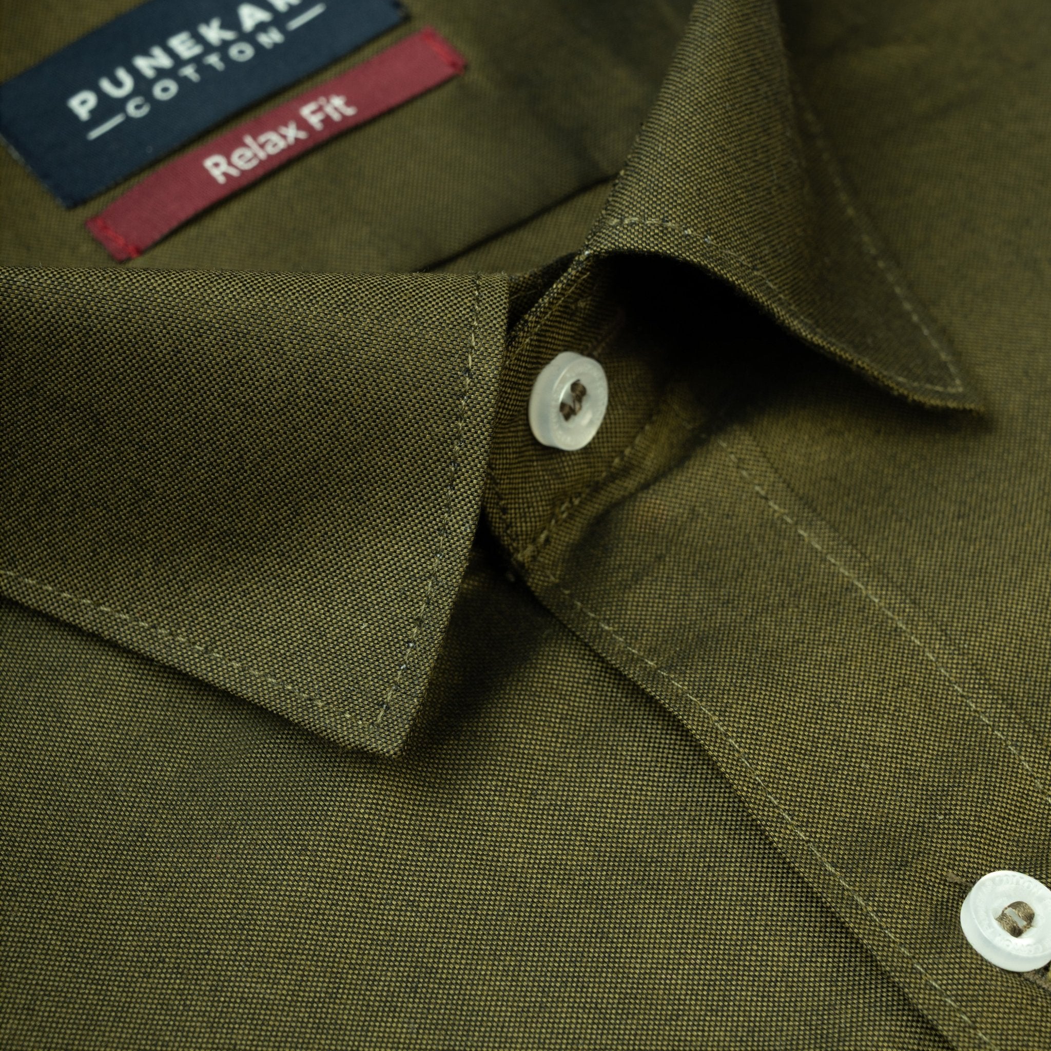 Mehndi Colour Signature Classic Oxford Shirt For Men - Punekar Cotton