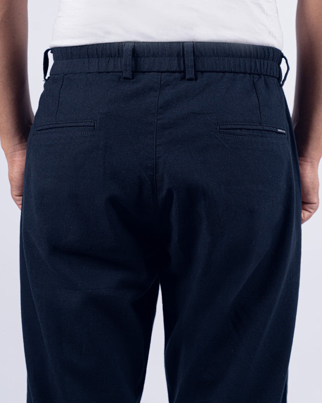 Navy Blue Everyday Cotton Linen Straight-Fit Pants for Men - Punekar Cotton