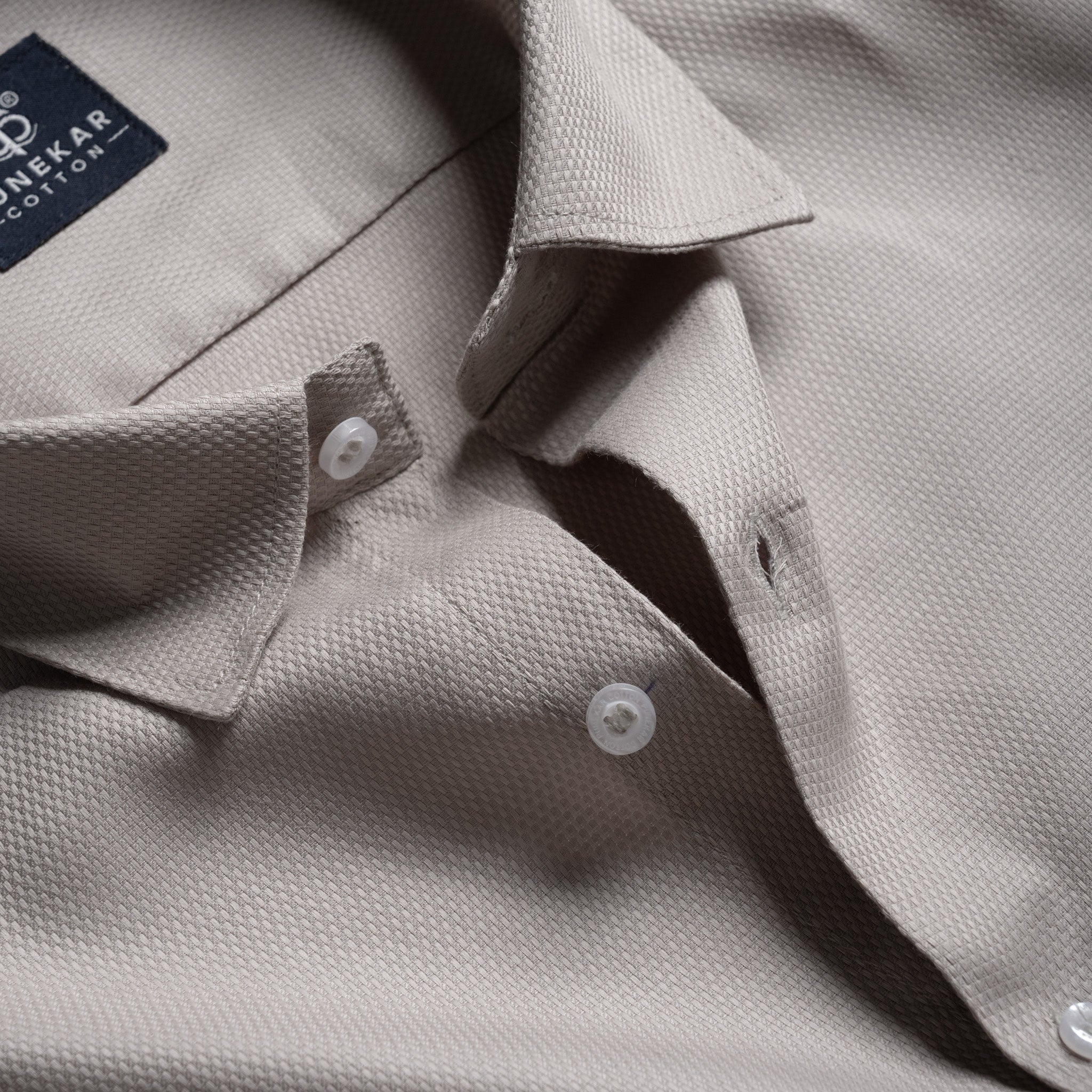 Grey Softweave Cotton Tencel Textured Shirt For Men
