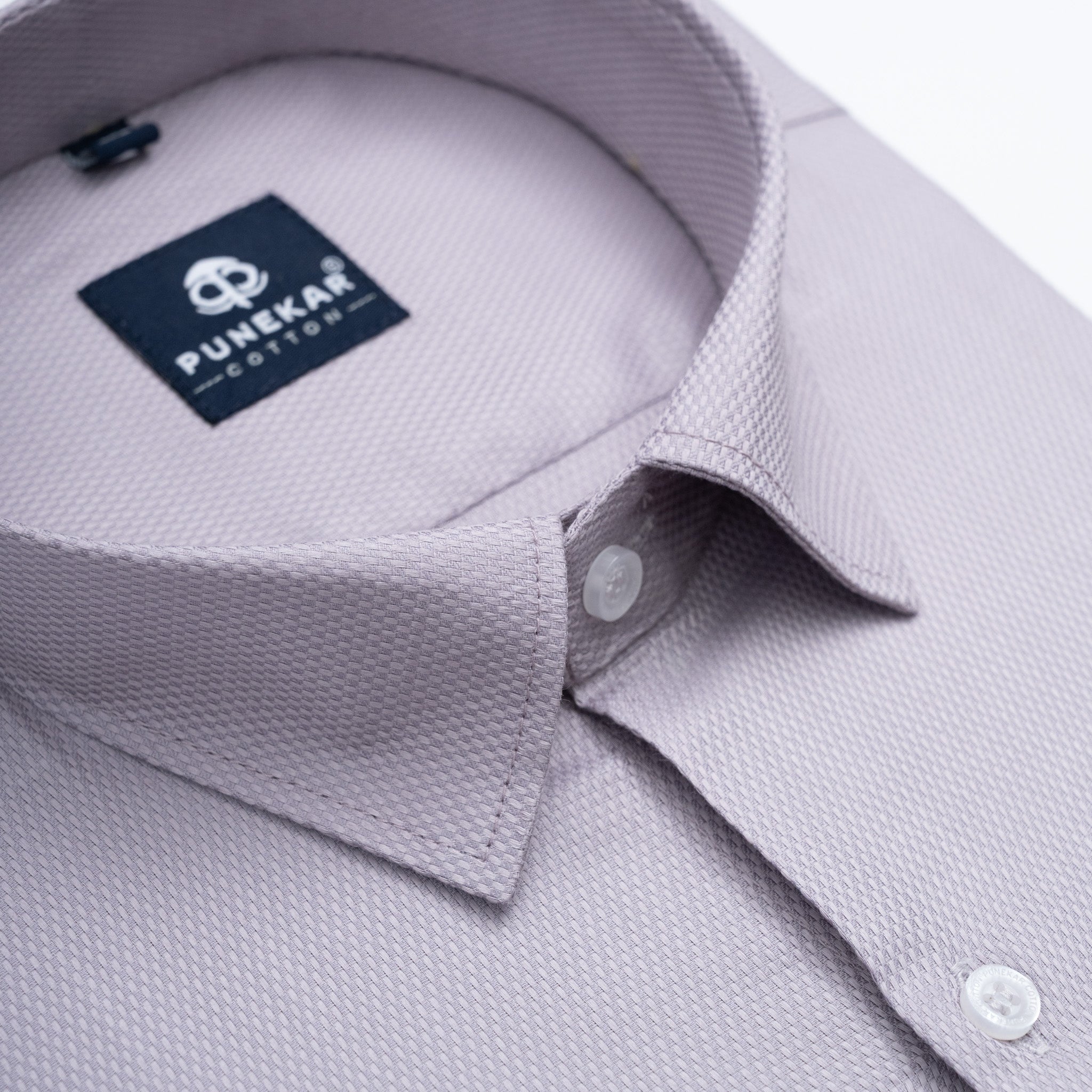 Lavender Mist Softweave Cotton Tencel Textured Shirt For Men