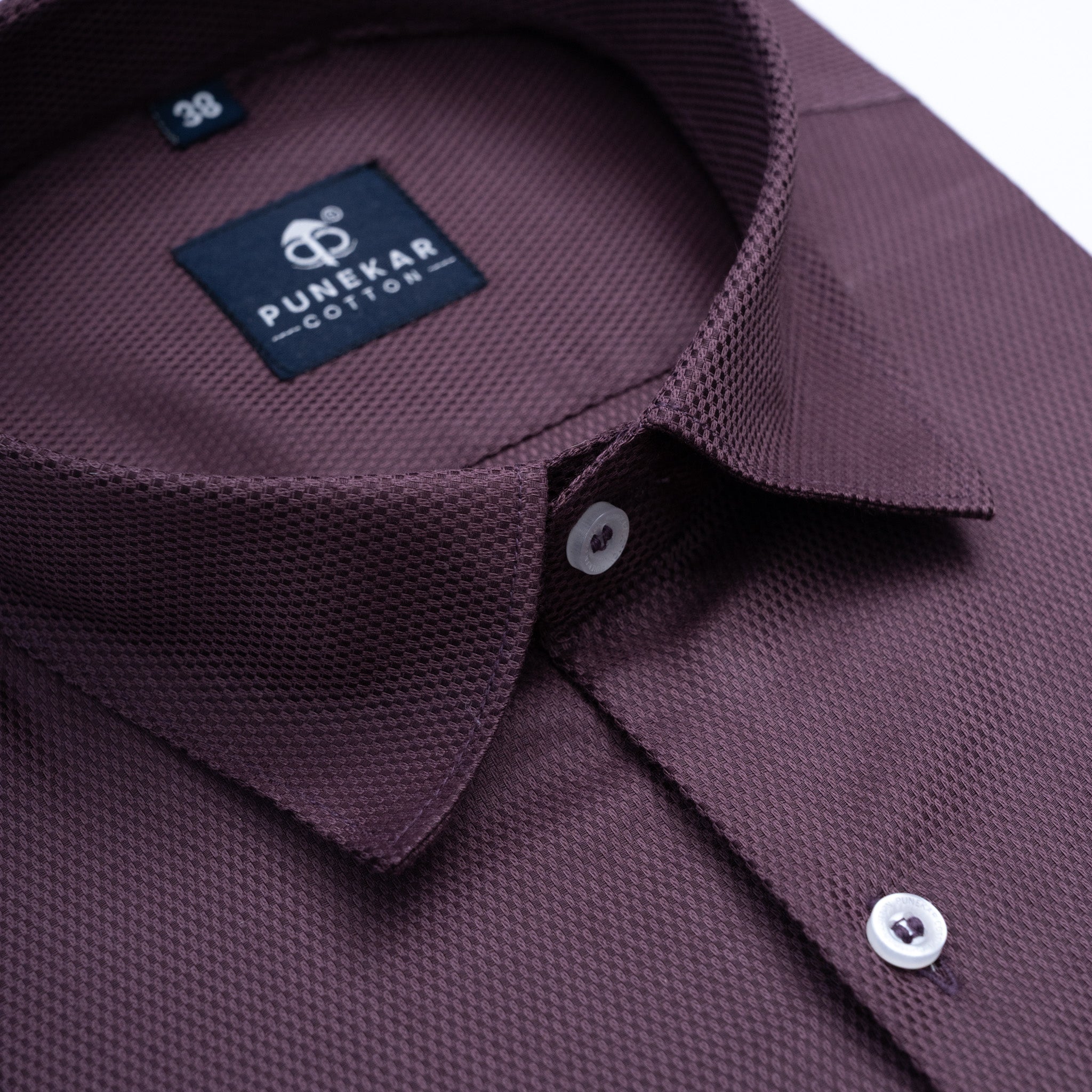 Plum Softweave Cotton Tencel Textured Shirt For Men