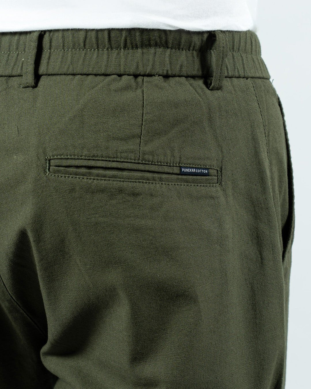 Olive Everyday Cotton Linen Straight-Fit Pants for Men - Punekar Cotton