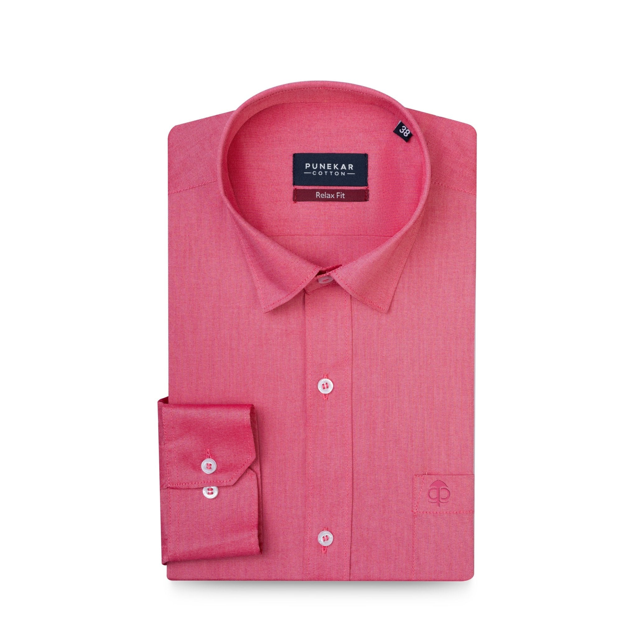 Pink Colour Signature Classic Oxford Shirt For Men - Punekar Cotton