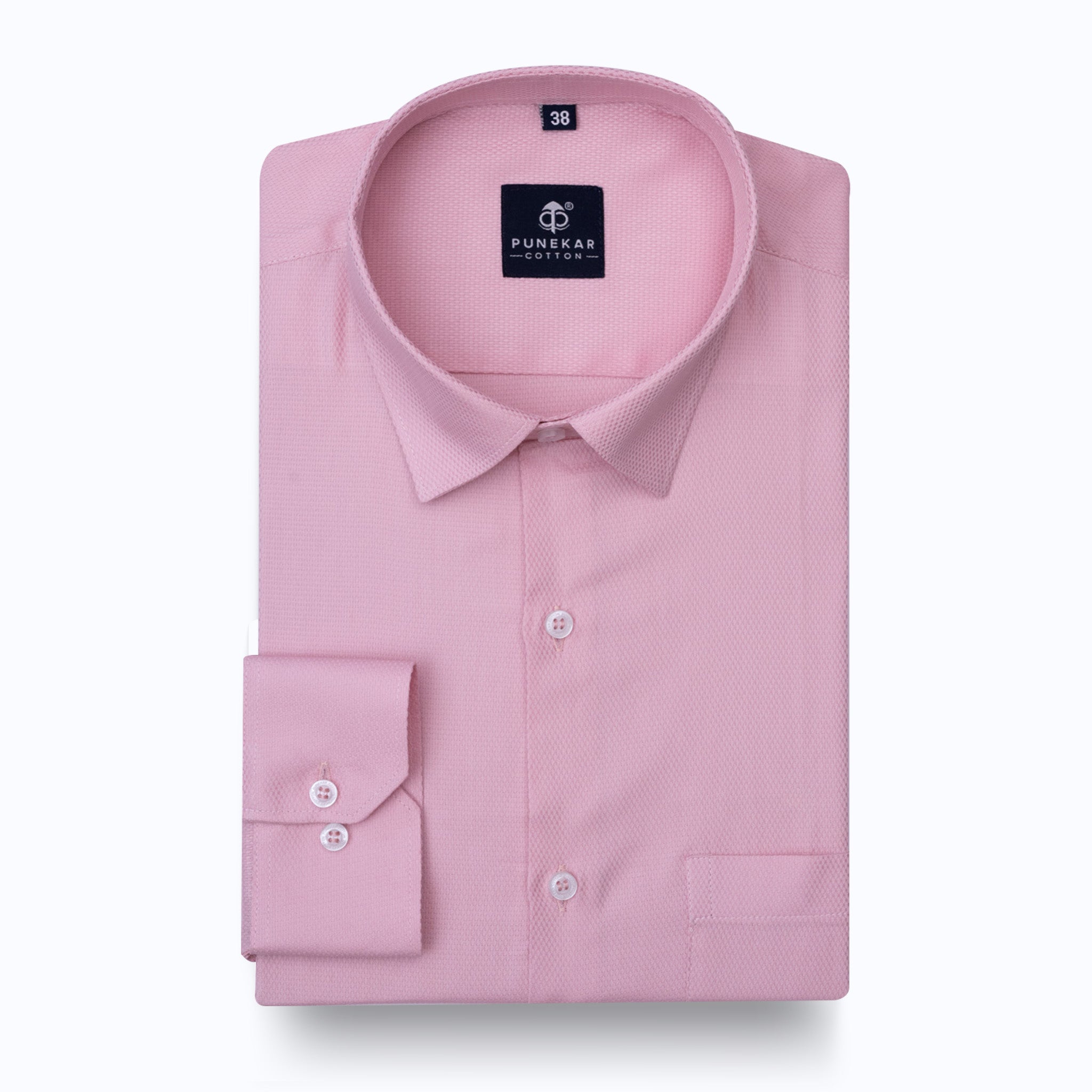 Powder Pink Softweave Cotton Tencel Textured Shirt For Men