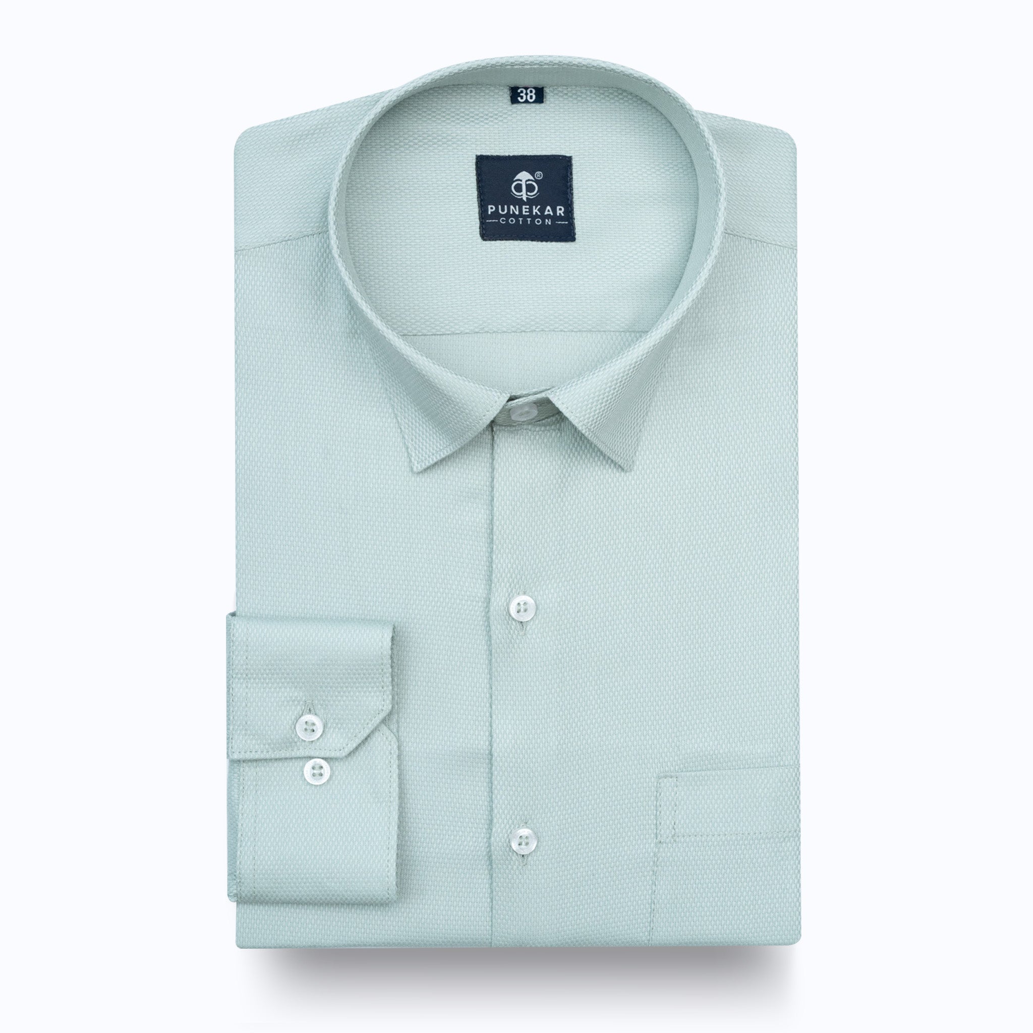 Ice Mint Softweave Cotton Tencel Textured Shirt For Men