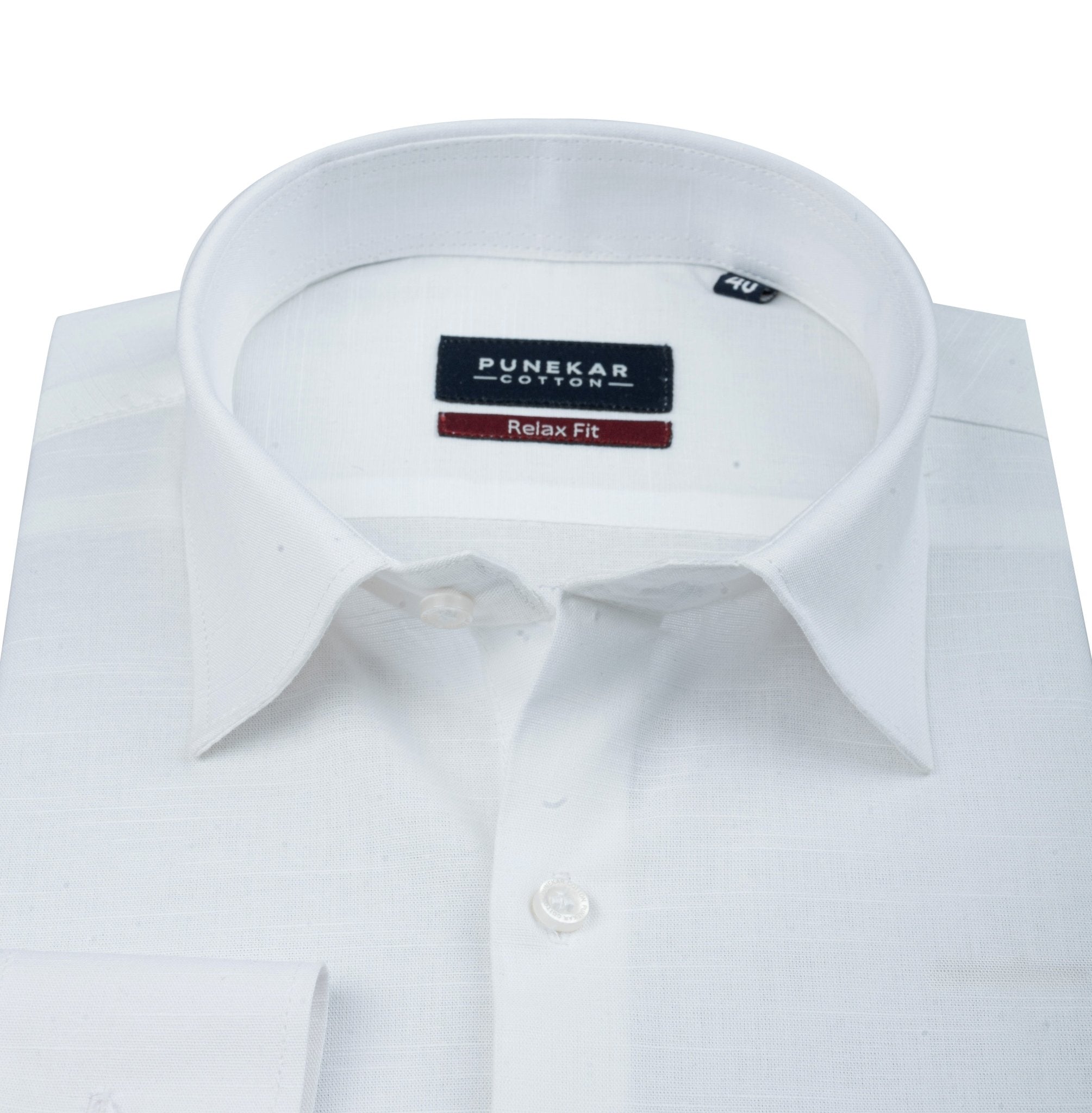 White Color Solid Cotton Linen Shirt For Men - Punekar Cotton