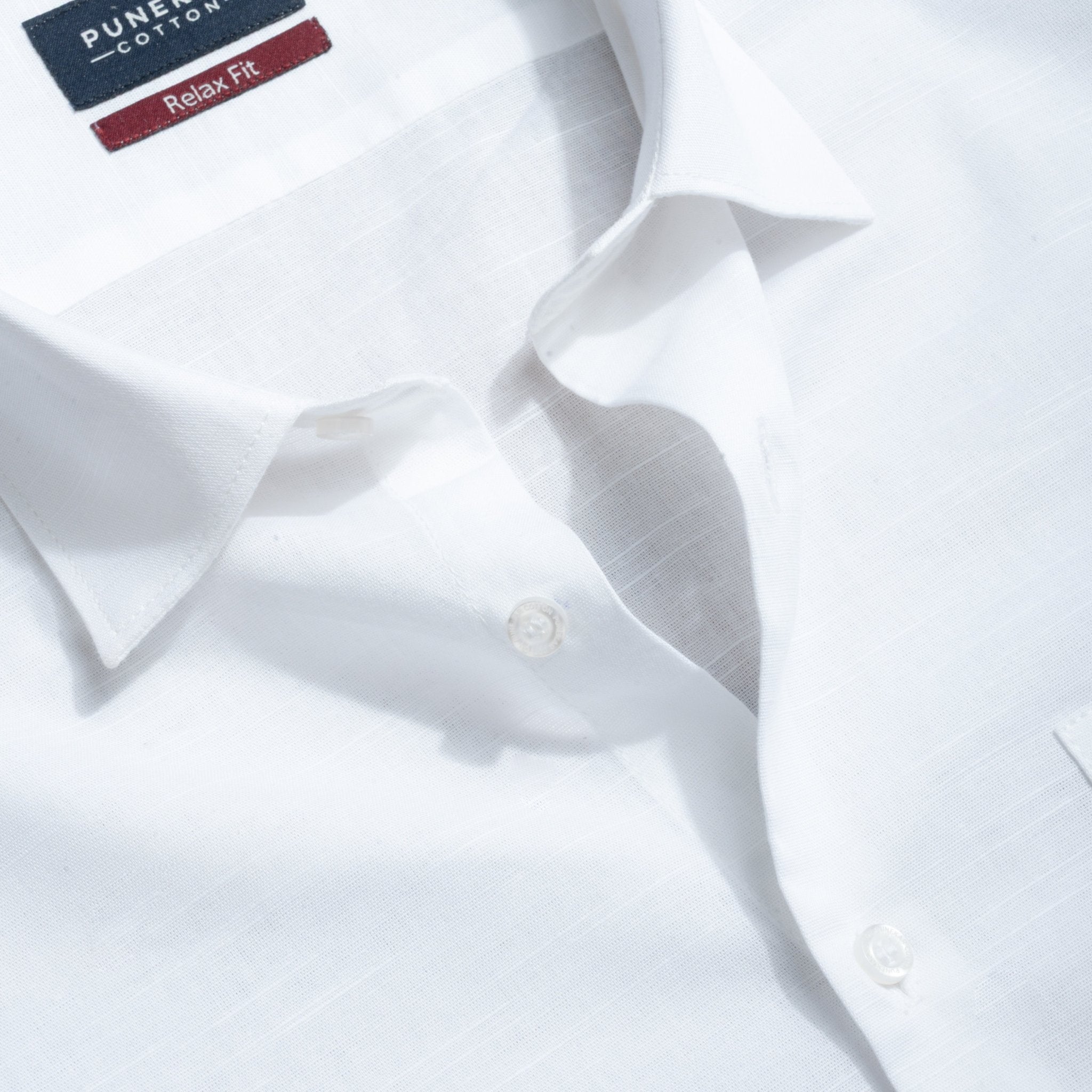 White Color Solid Cotton Linen Shirt For Men - Punekar Cotton