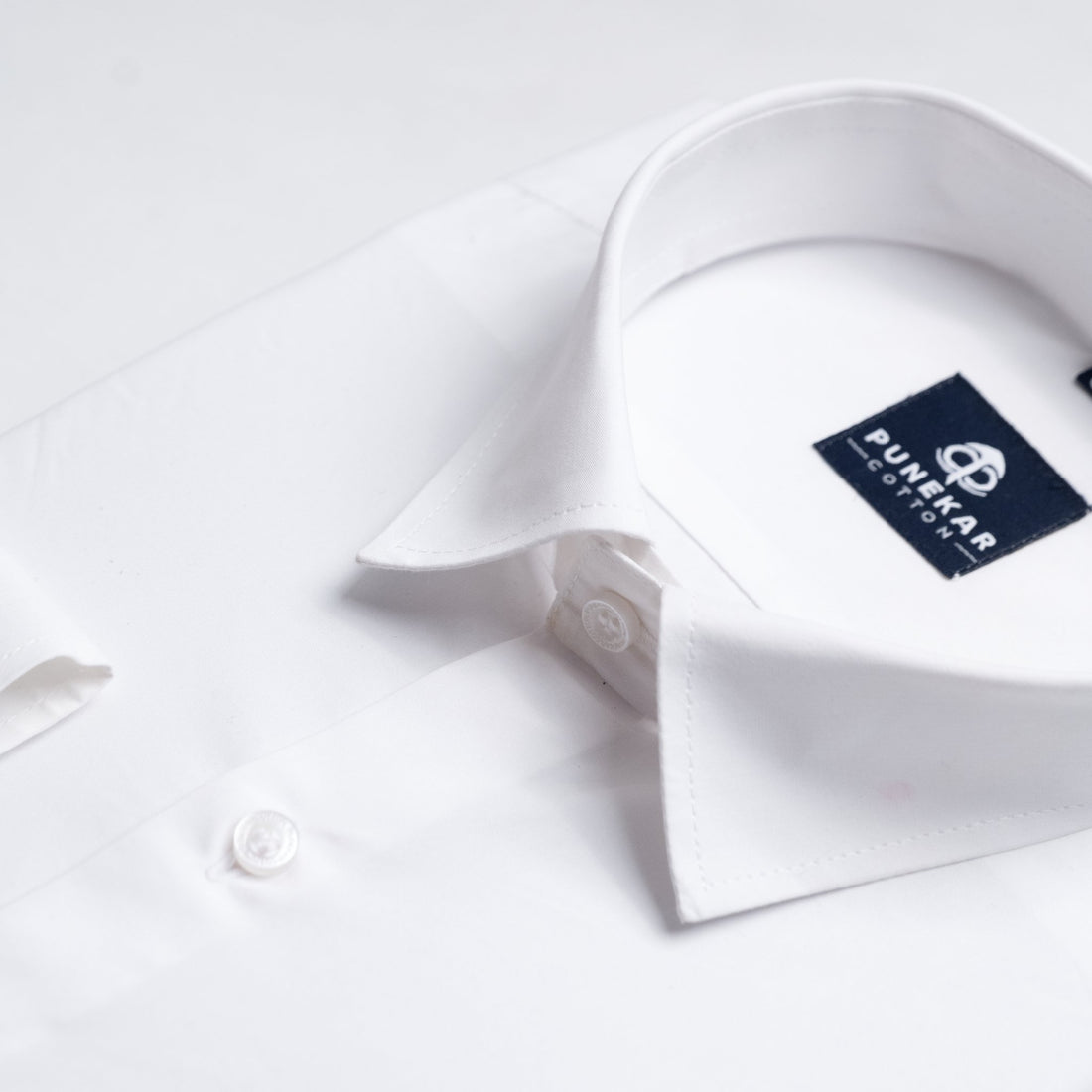 White Color Lycra Twill Cotton Shirt For Men - Punekar Cotton
