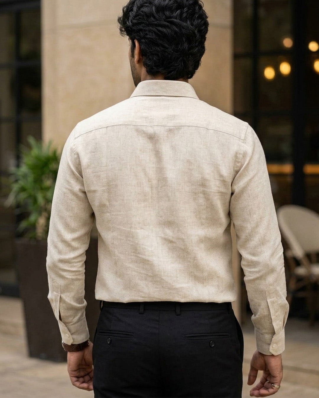 Beige Color 60Lea Pure Linen Shirt For Men - Punekar Cotton