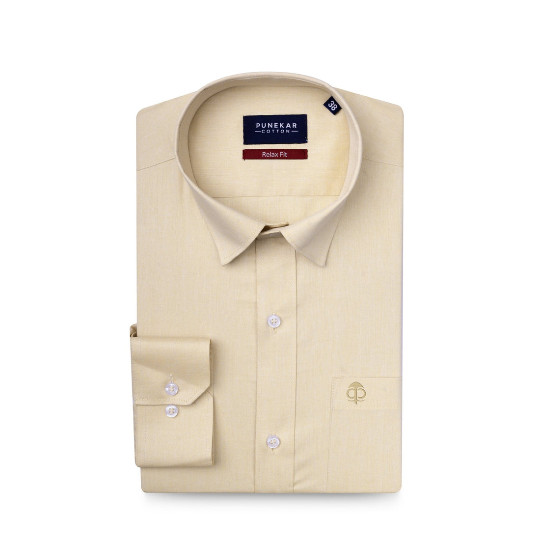 Beige Colour Signature Classic Oxford Shirt For Men - Punekar Cotton
