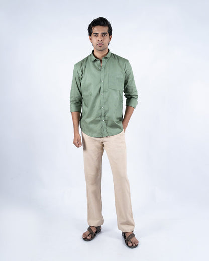 Beige Everyday Cotton Linen Straight-Fit Pants for Men - Punekar Cotton