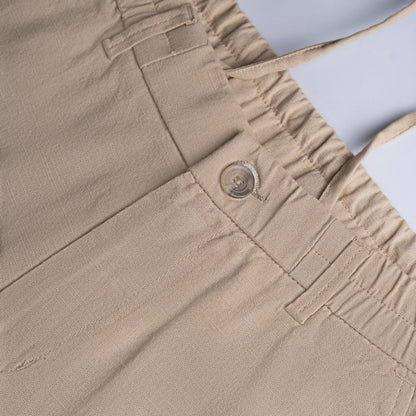 Beige Everyday Cotton Linen Straight-Fit Pants for Men - Punekar Cotton