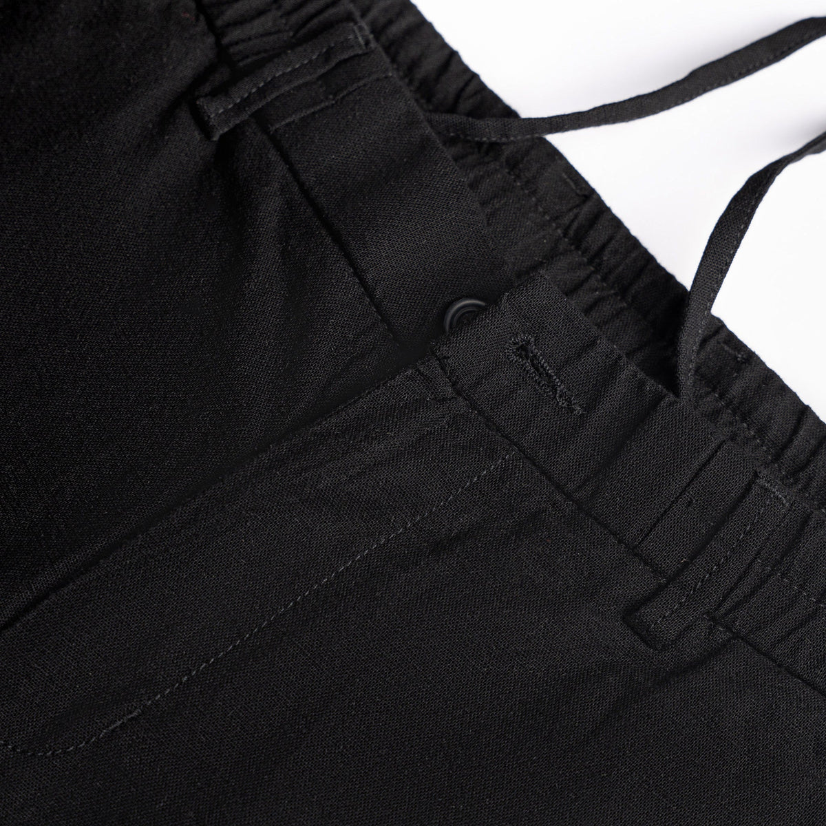 Black Everyday Cotton Linen Straight-Fit Pants for Men - Punekar Cotton