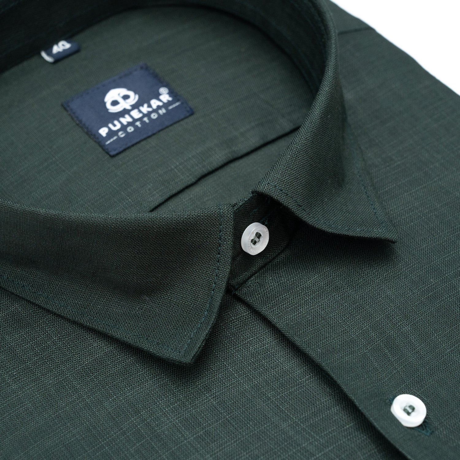 Bottle Green Color 80s Lino Lyocell Shirt For Men - Punekar Cotton
