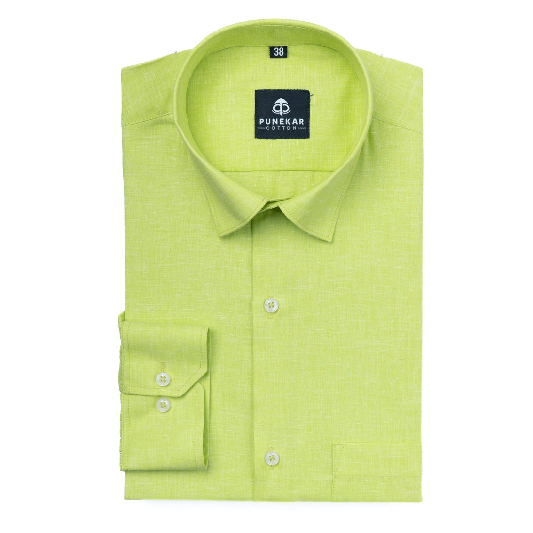 Bright Green Color Plain Pure Cotton For Men - Punekar Cotton