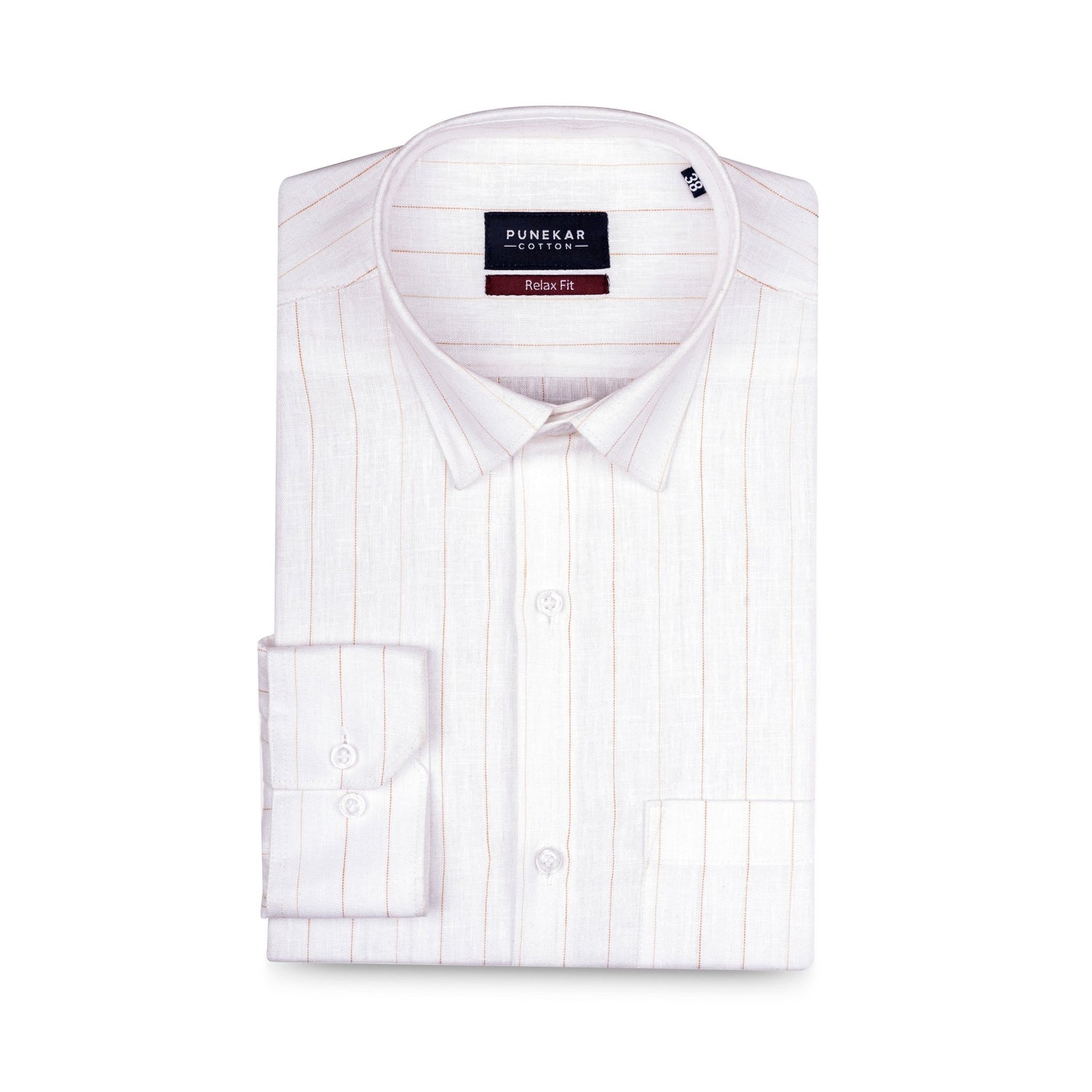 Brown White Colour Cotton Linen Lining Shirt For Men - Punekar Cotton