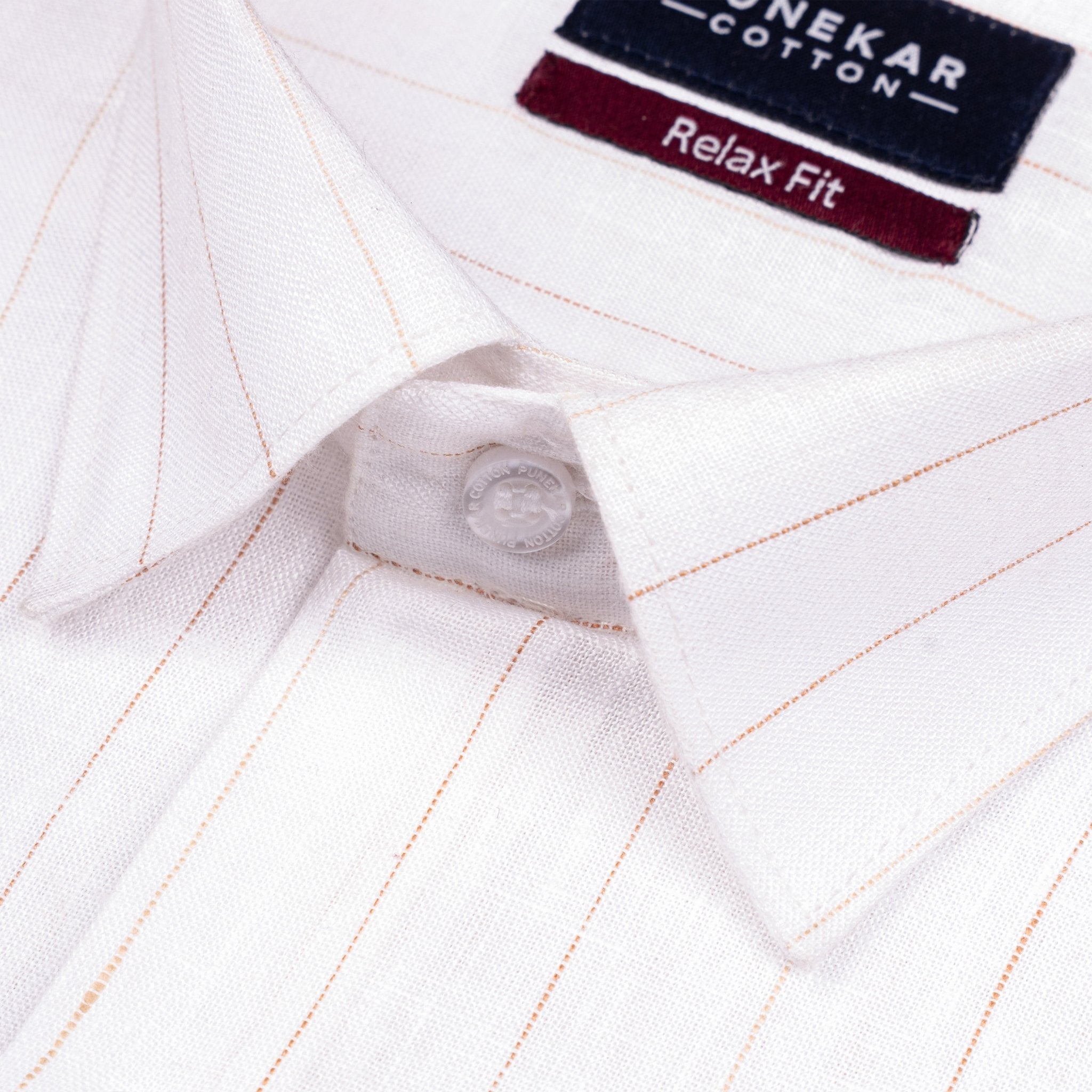 Brown White Colour Cotton Linen Lining Shirt For Men - Punekar Cotton