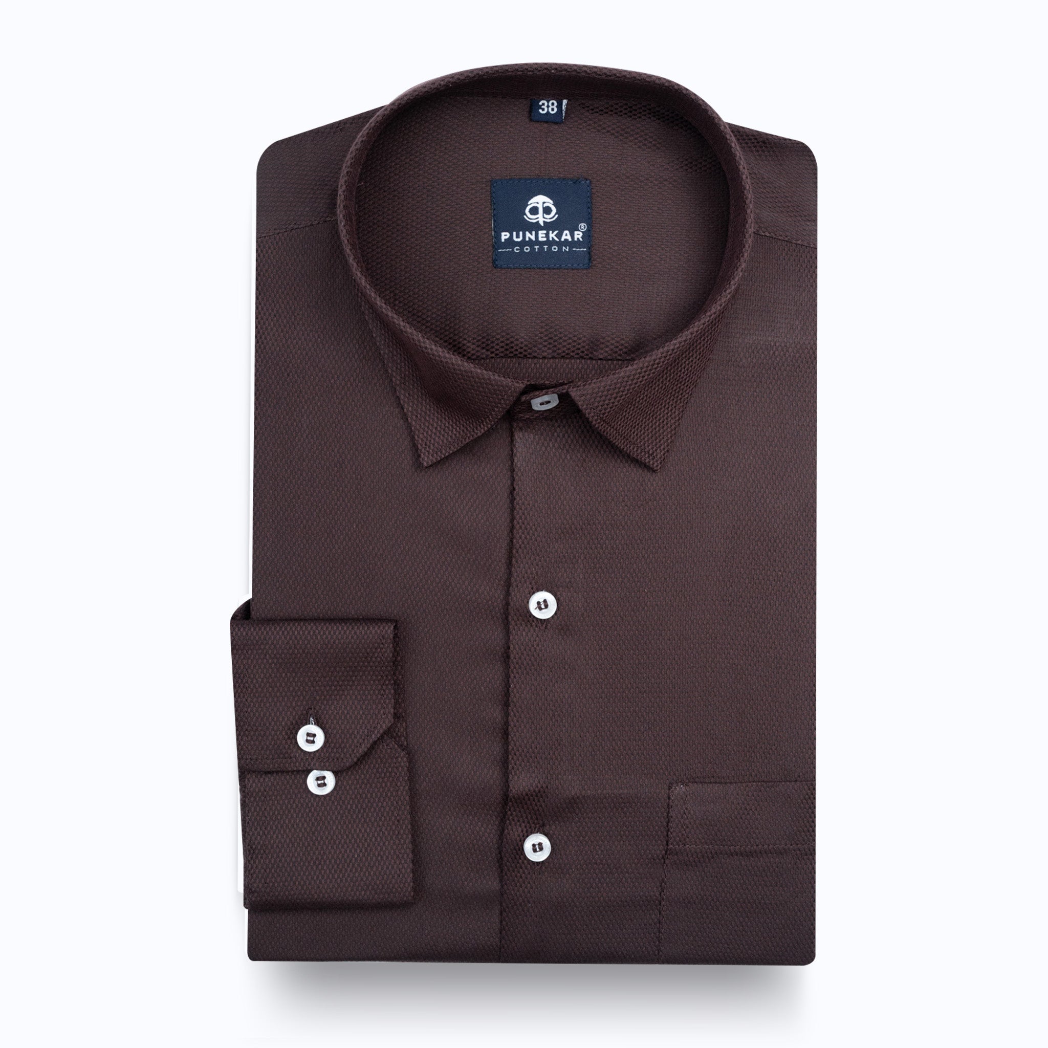 Espresso Brown Softweave Cotton Tencel Textured Shirt For Men