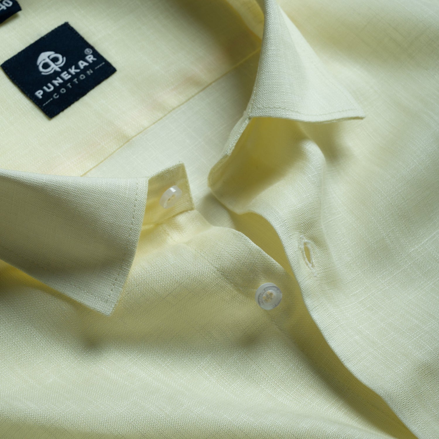 Butter Yellow Color 80s Lino Lyocell Shirt For Men - Punekar Cotton