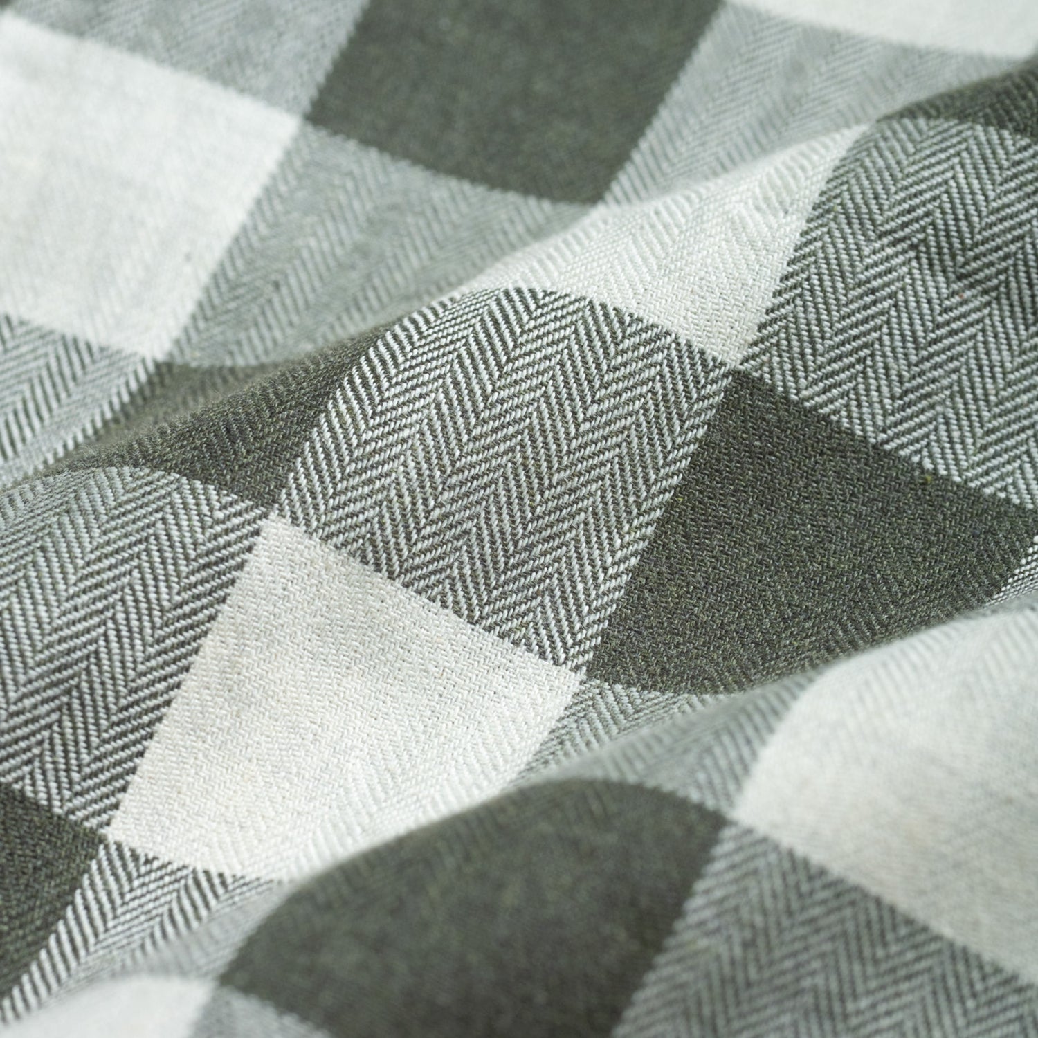 Olive Green Heritage Herringbone Checks Cotton Shirt for Men