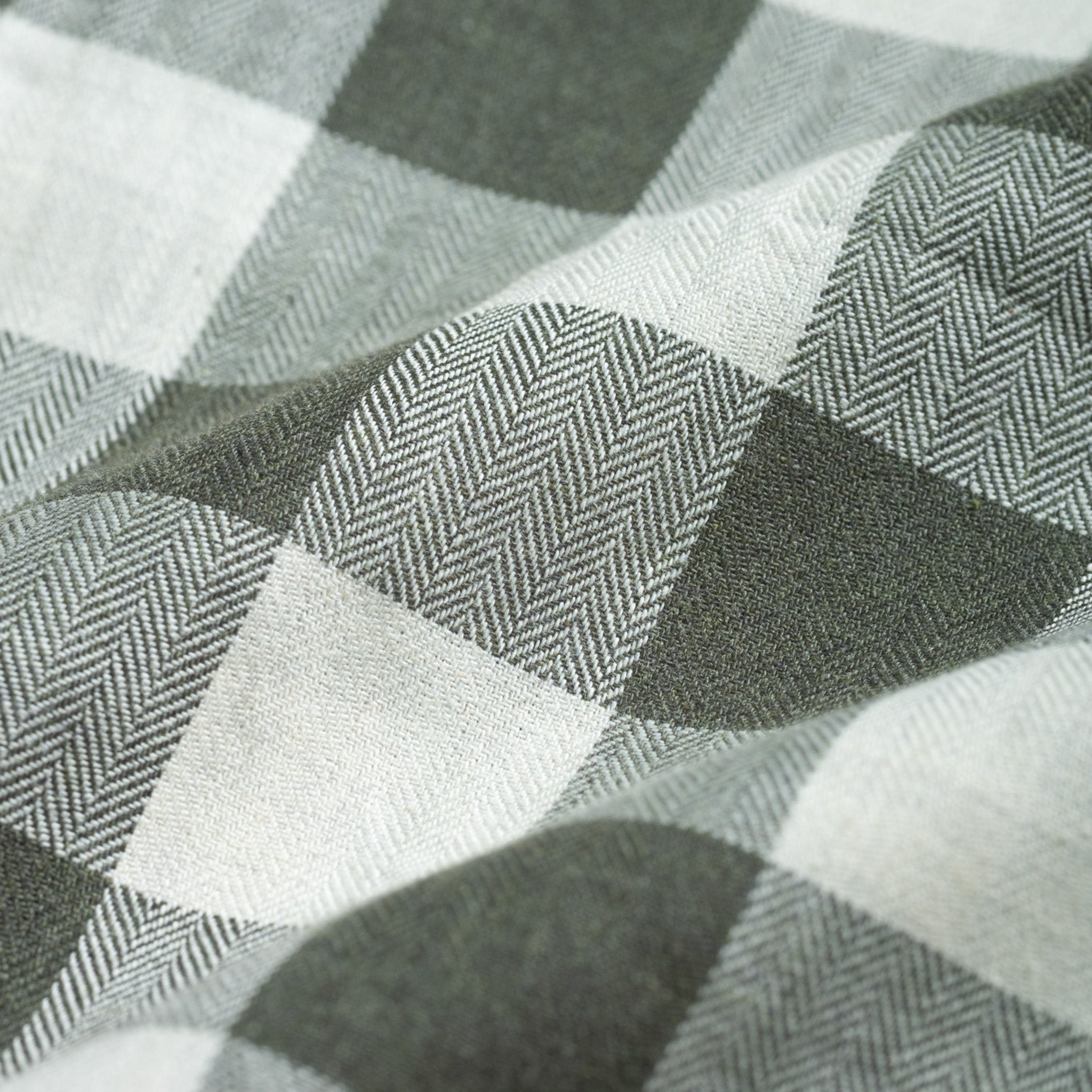 Olive Green Heritage Herringbone Checks Cotton Shirt for Men