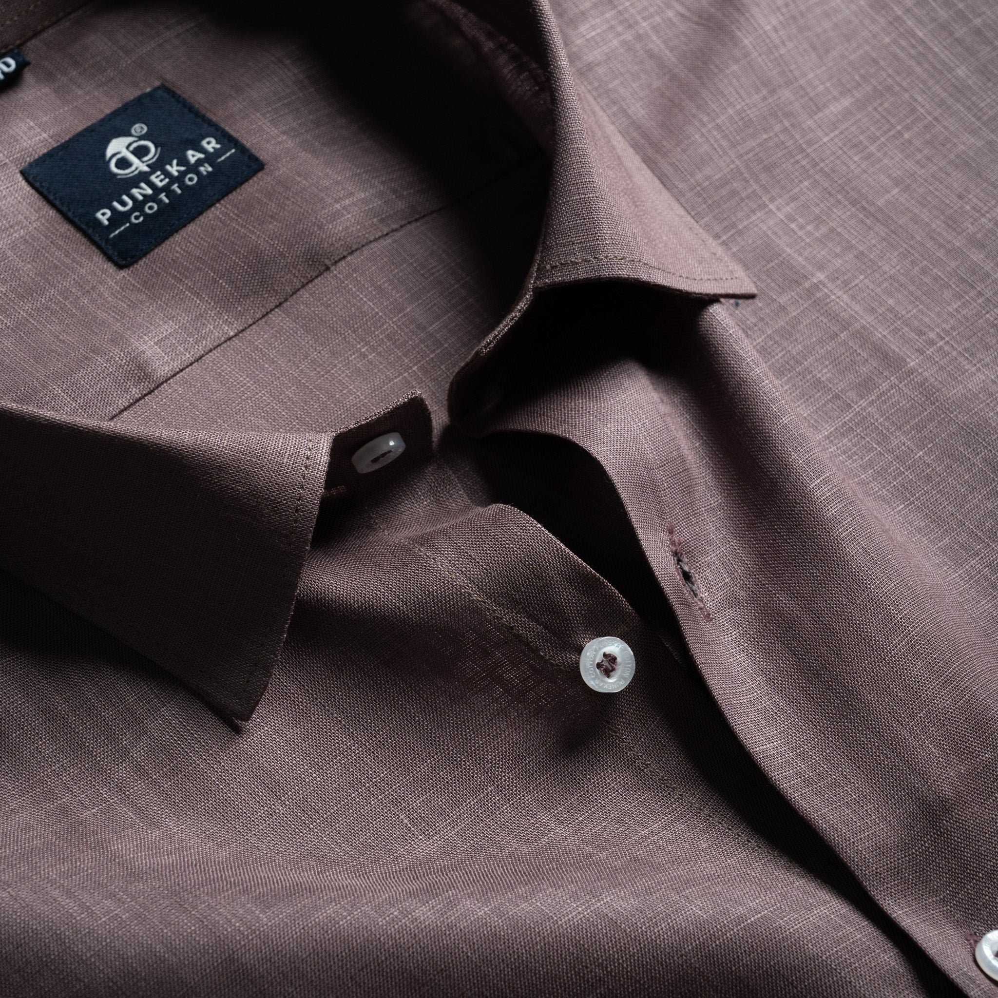 Coco Brown Color 80s Lino Lyocell Shirt For Men - Punekar Cotton