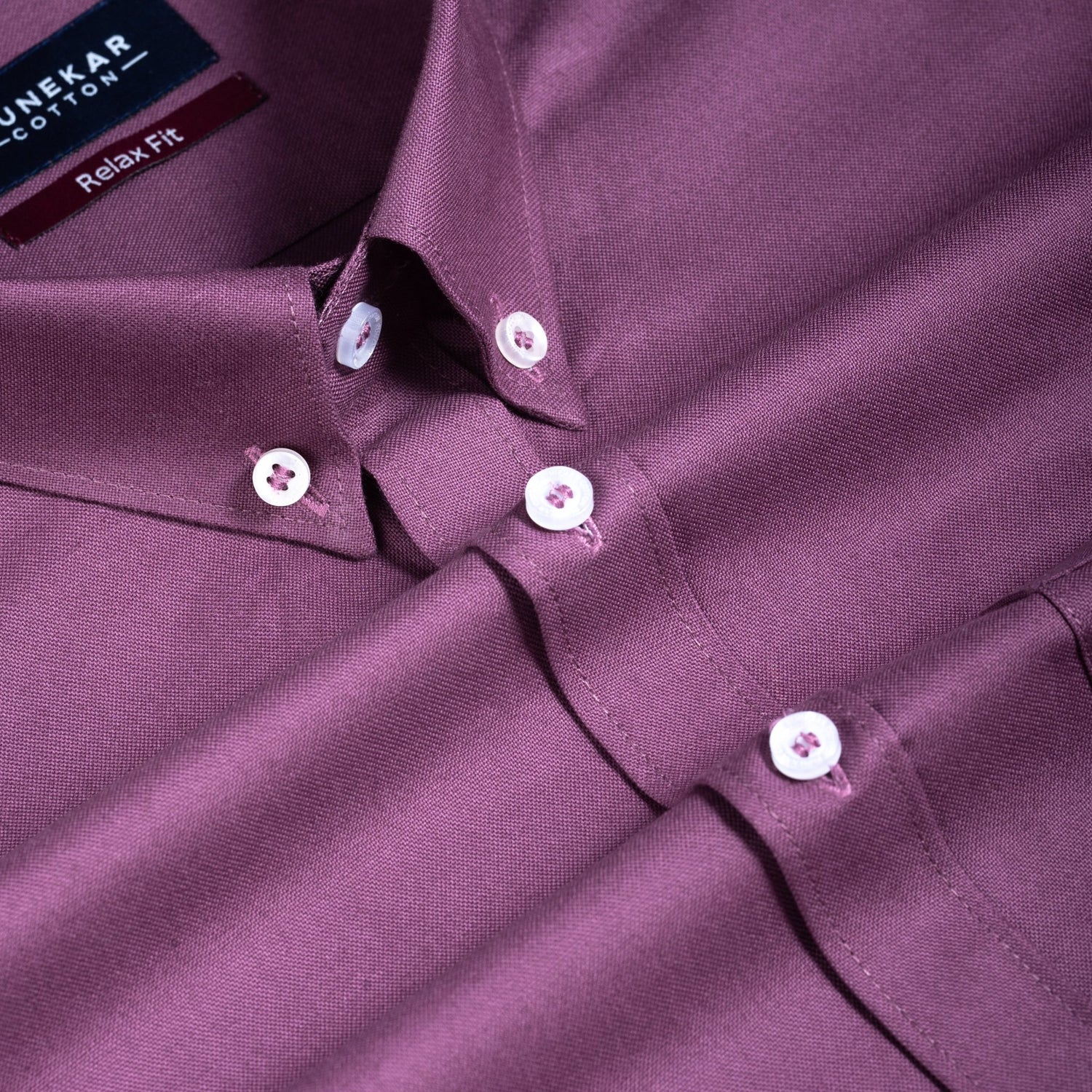 Dusky Purple Colour Cotton Oxford Button Down Collar Shirt For Men - Punekar Cotton