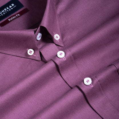 Dusky Purple Colour Cotton Oxford Button Down Collar Shirt For Men - Punekar Cotton