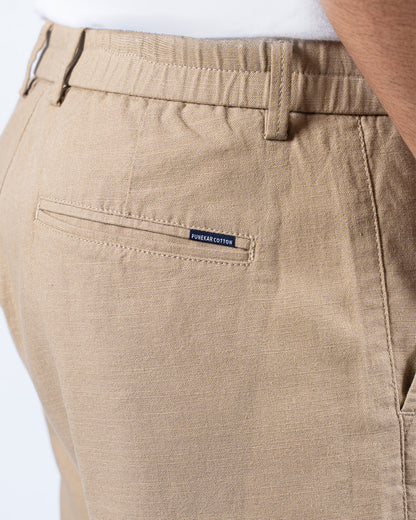 Dark Beige Everyday Cotton Linen Straight-Fit Pants for Men