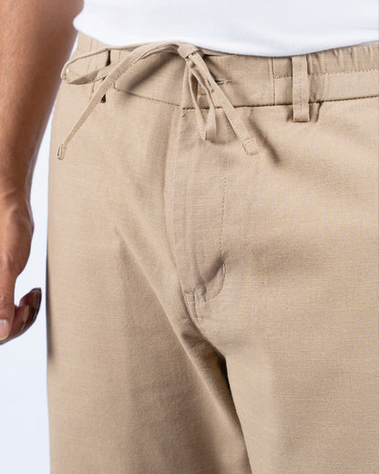 Dark Beige Everyday Cotton Linen Straight-Fit Pants for Men