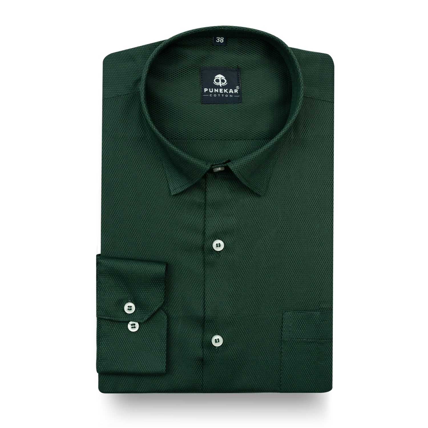 Emerald Green Softweave Cotton Tencel Textured Shirt For Men