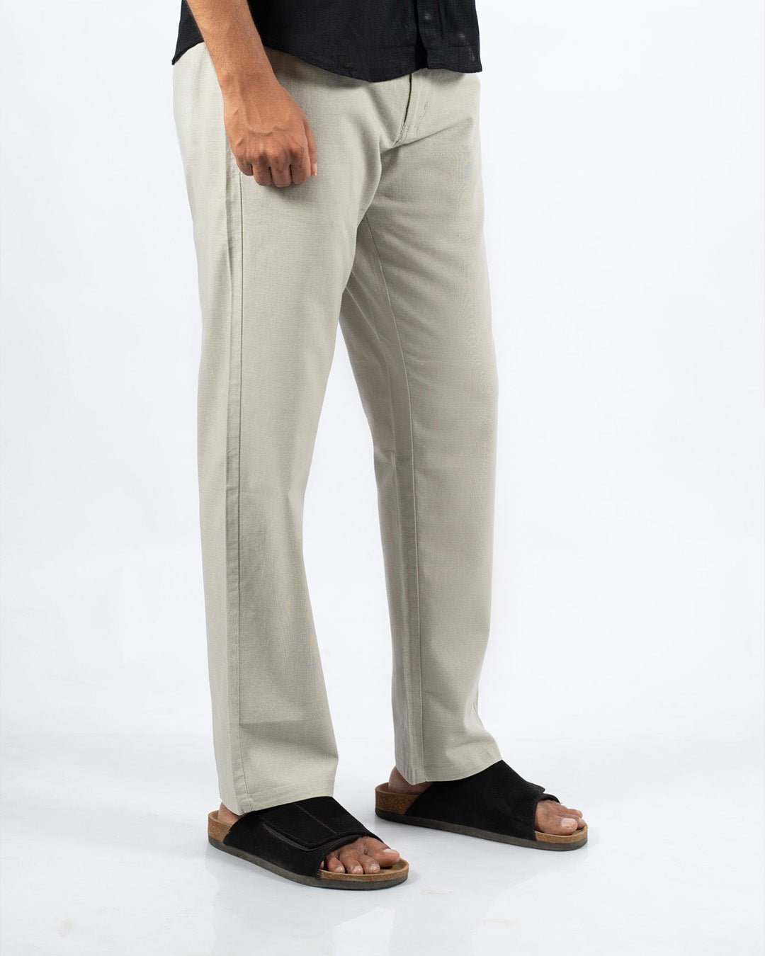 Grey Everyday Cotton Linen Straight-Fit Pants for Men - Punekar Cotton