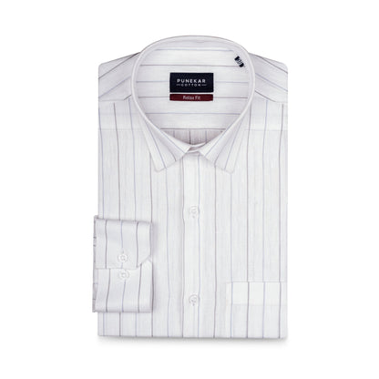 Grey White Colour Cotton Linen Lining Shirt For Men - Punekar Cotton