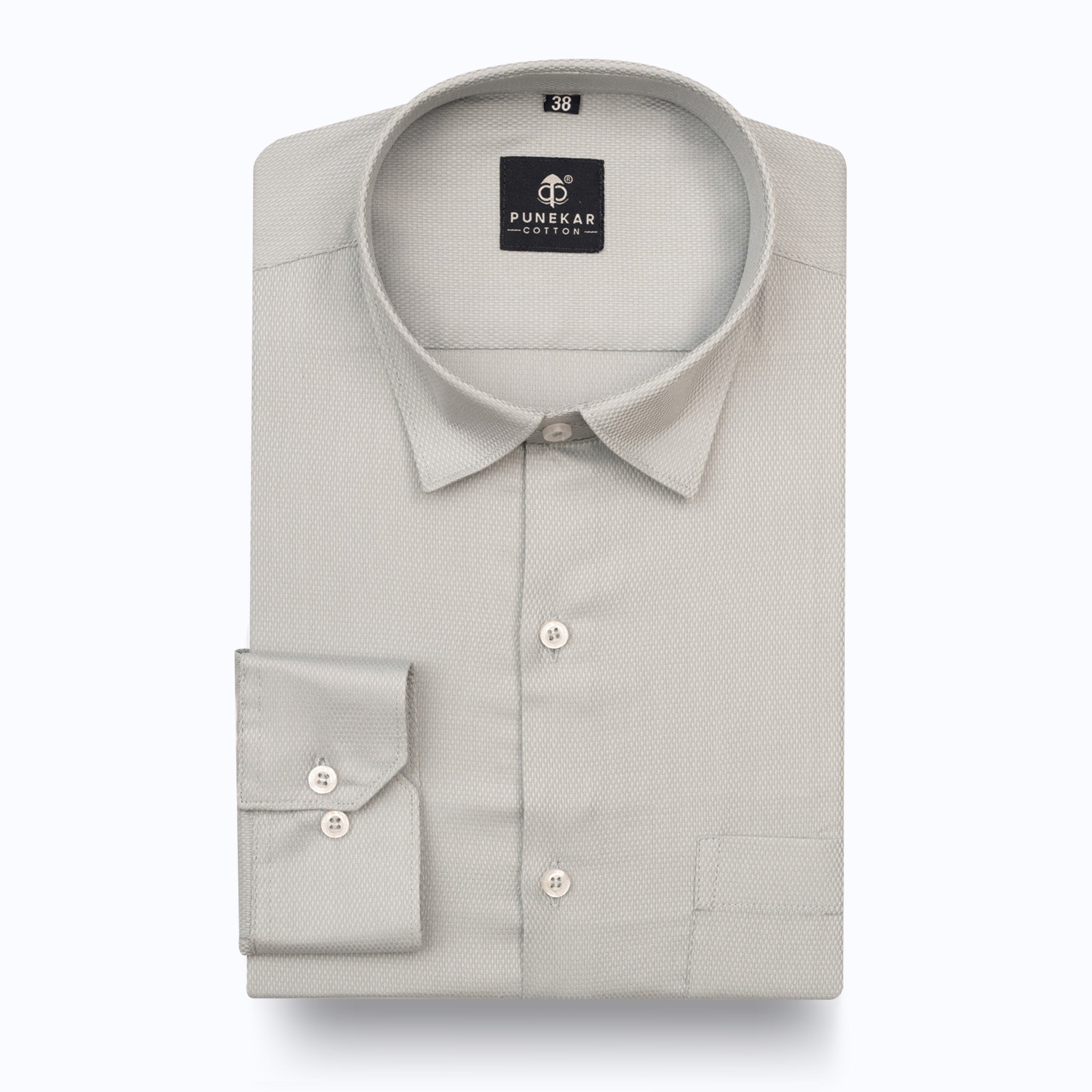 Grey Softweave Cotton Tencel Textured Shirt For Men