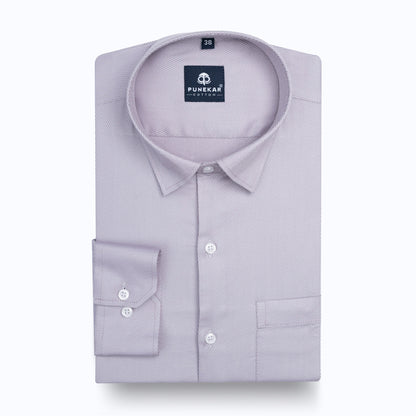 Lavender Mist Softweave Cotton Tencel Textured Shirt For Men