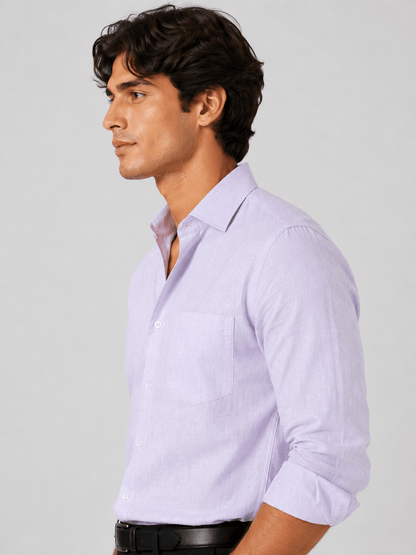 Lavender Color 60Lea Pure Linen Shirt For Men - Punekar Cotton