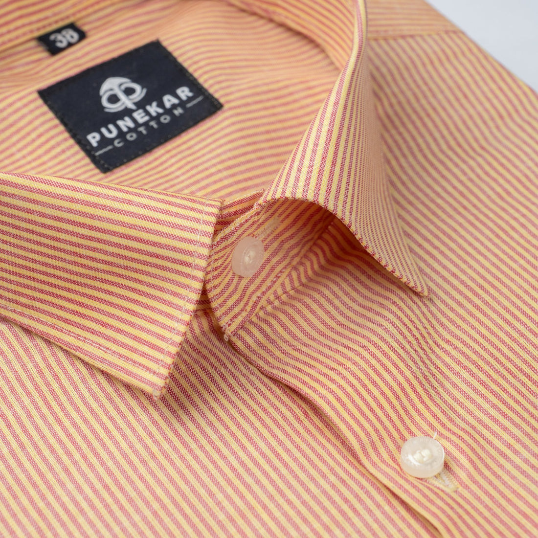 Light Orange Color Lining Paper Cotton Shirts For Men - Punekar Cotton