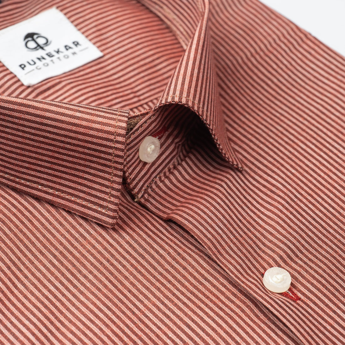 Light Red Color Lining Paper Cotton Shirts For Men - Punekar Cotton