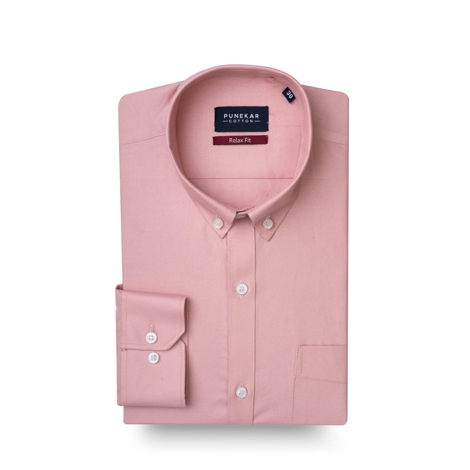 Light Rose Colour Cotton Oxford Button Down Collar Shirt For Men - Punekar Cotton