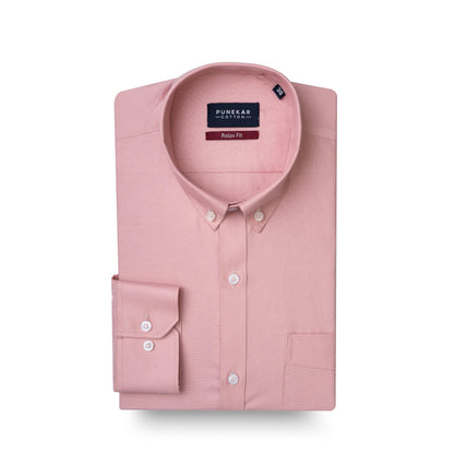 Light Rose Colour Cotton Oxford Button Down Collar Shirt For Men - Punekar Cotton