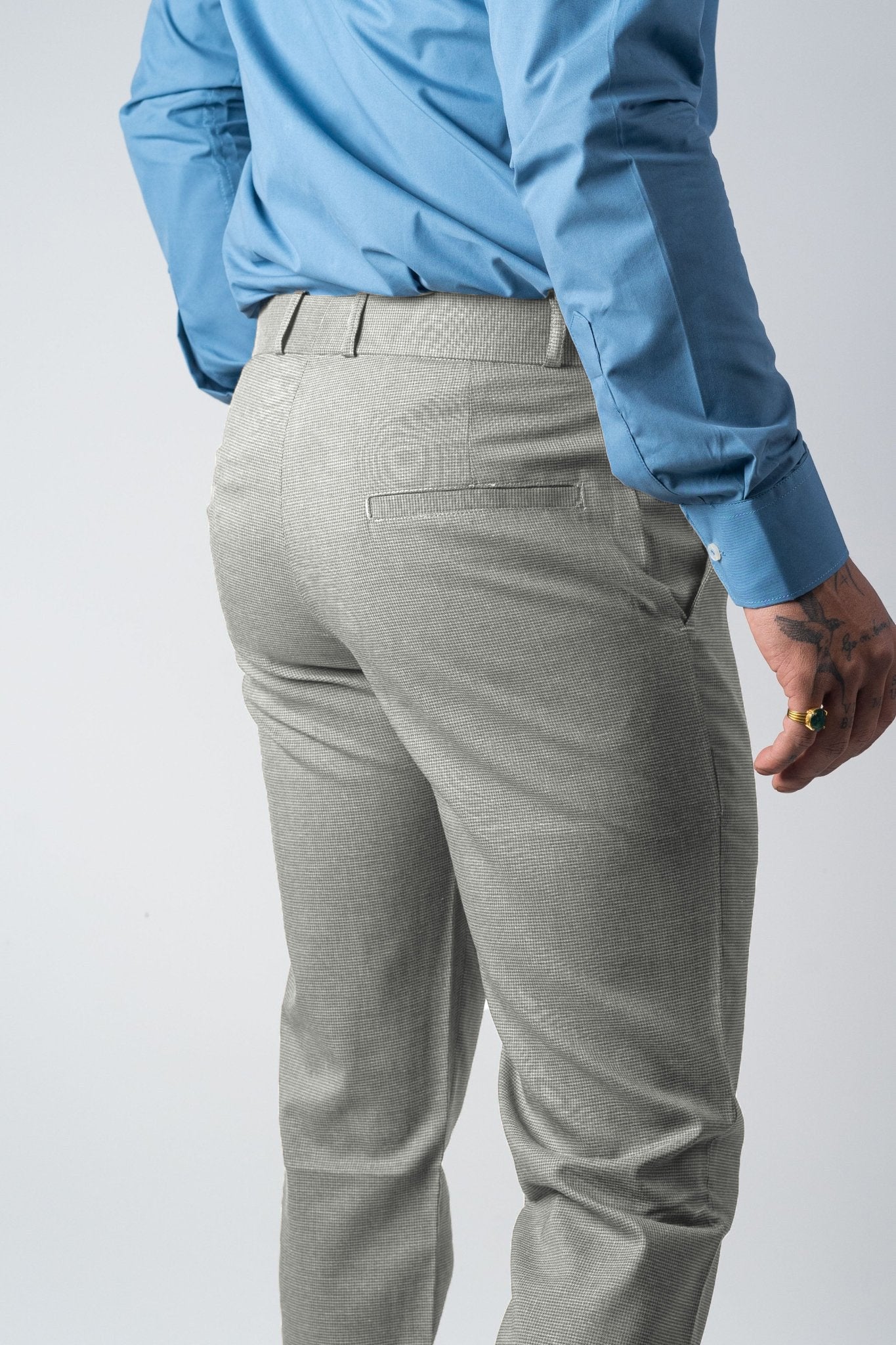 Light Grey Color Wicking Texture Blend Cotton Pant for Men