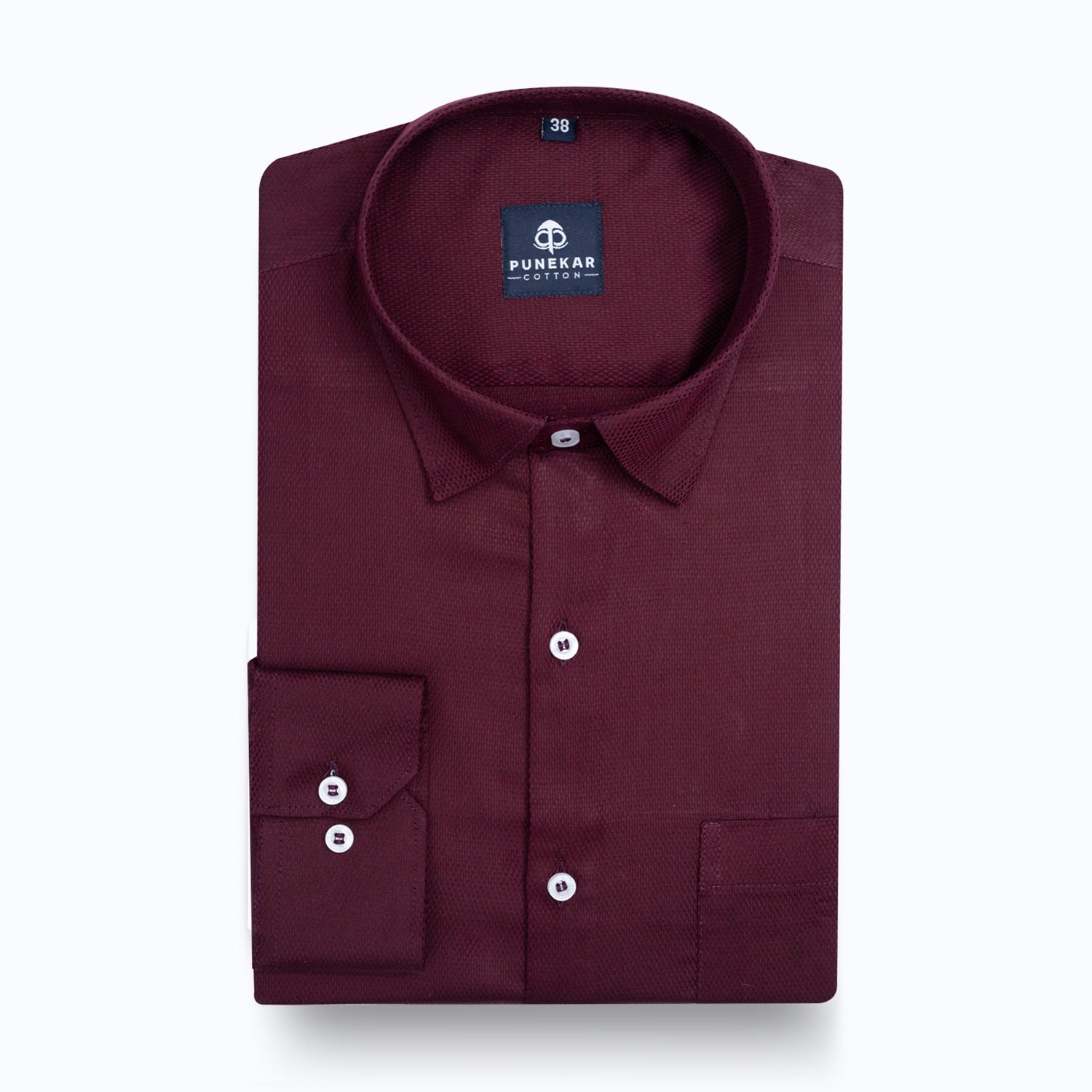 Burgundy Wine Softweave Cotton Tencel Textured Shirt For Men