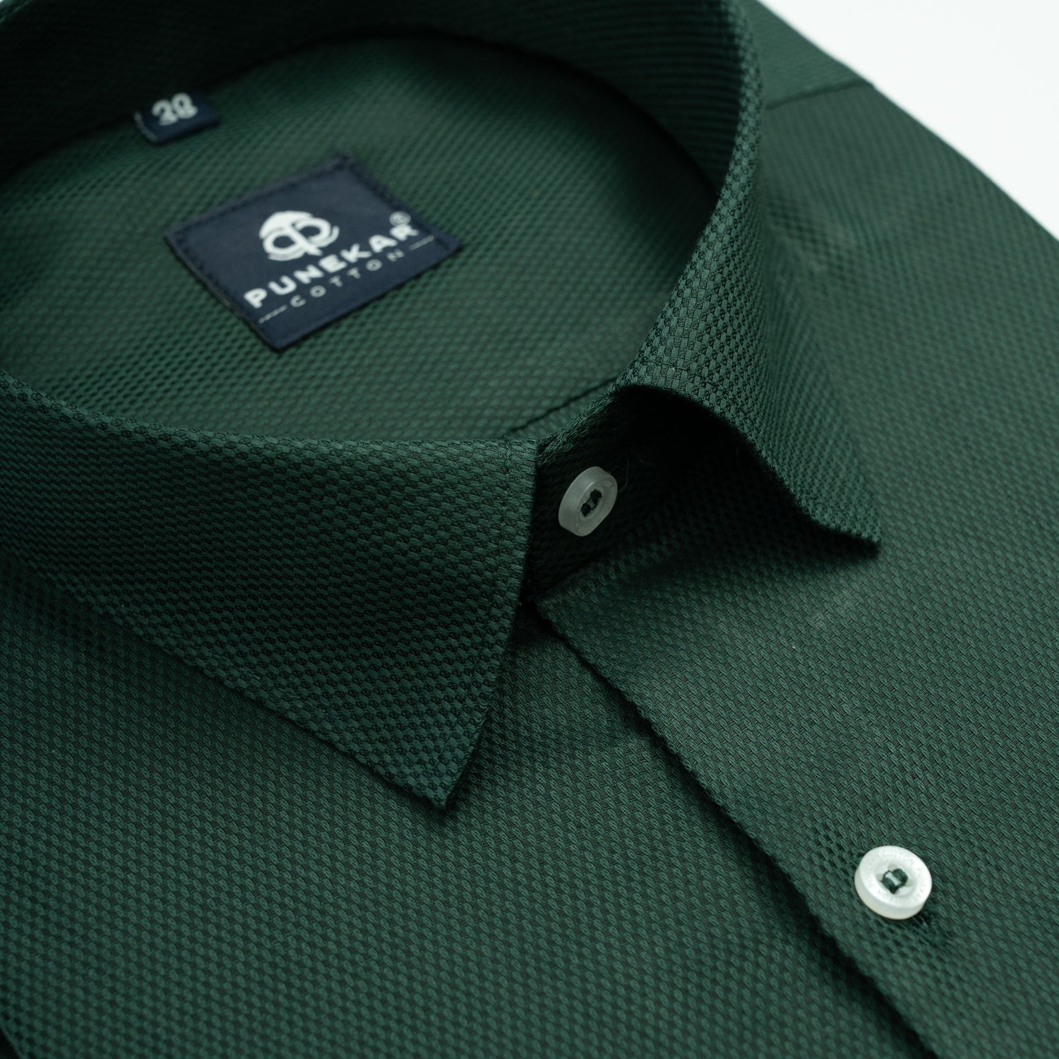 Emerald Green Softweave Cotton Tencel Textured Shirt For Men